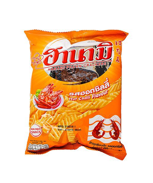 HAN001_24x75g-1 Hanami Prawn Crackers Hot Chilli 80g