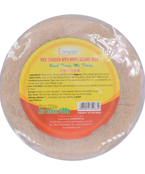Longdan Rice Cracker w White Sesame 500g