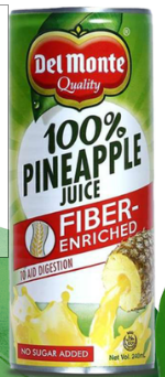 Del Monte Fibre-Enriched 100% Pineapple Juice 220ml