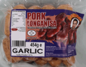 MANDHEY'S MANYAMAN Pork Longanisa GARLIC- Regular 454g