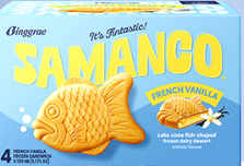Melona Samanco Plant Based Fish Shaped Ice Cream Sandwich:- Vanilla - Pack of 4 600ml