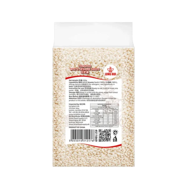 LONGHUI Vacuum-Packed White Sesame Seeds 200g